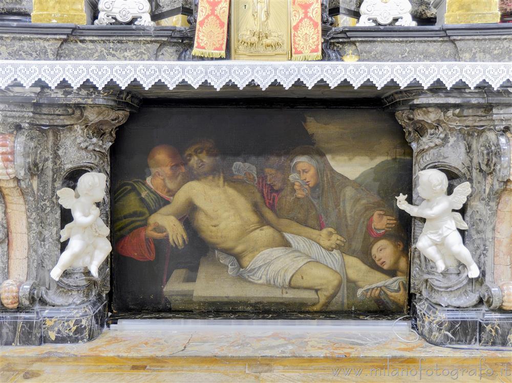 Milan (Italy) - Dead Christ at the base of the main altar of the Church of San Raffaele